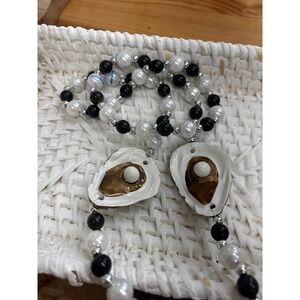 Beaded Faux Oyster Shell Necklace